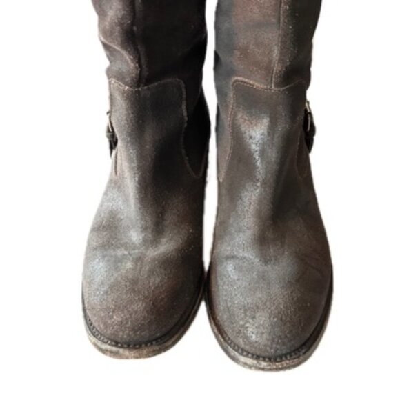 Dolce Vita Kilian Knee High Boots Distressed Leather Low Heel Zipper Womens 8 - Picture 11 of 15